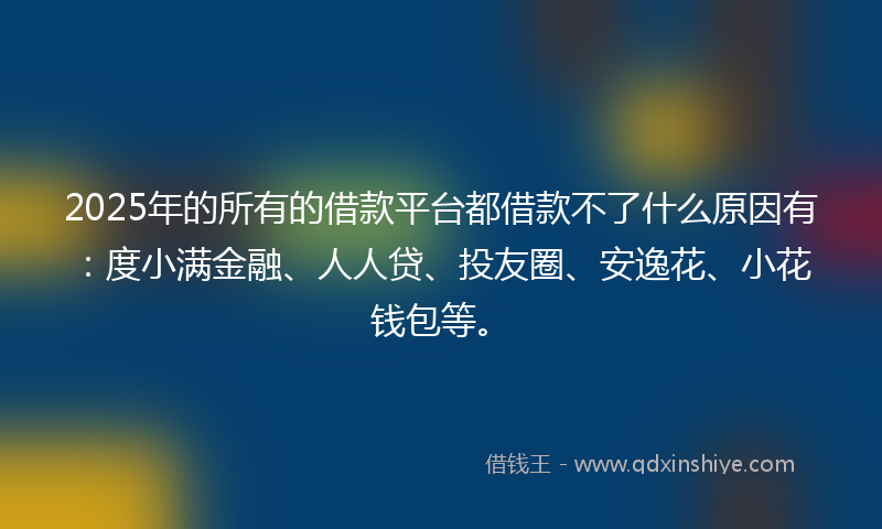 2025年的所有的借款平台都借款不了什么原因有：度小满金融、人人贷、投友圈、安逸花、小花钱包等。