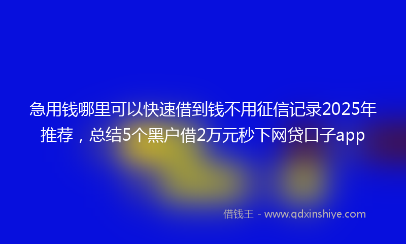急用钱哪里可以快速借到钱不用征信记录2025年推荐，总结5个黑户借2万元秒下网贷口子app