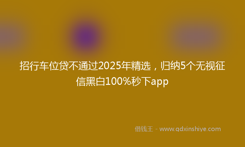 招行车位贷不通过2025年精选，归纳5个无视征信黑白100%秒下app