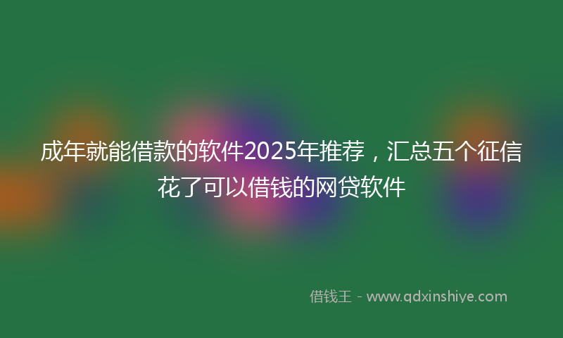 成年就能借款的软件2025年推荐，汇总五个征信花了可以借钱的网贷软件