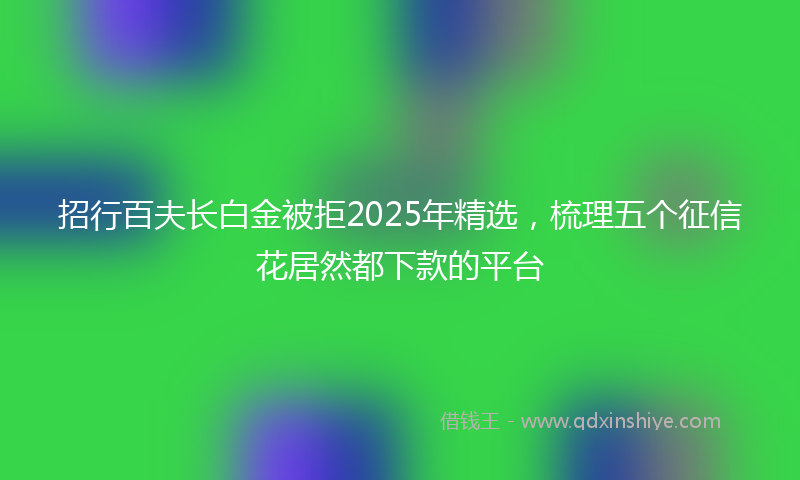 招行百夫长白金被拒2025年精选，梳理五个征信花居然都下款的平台