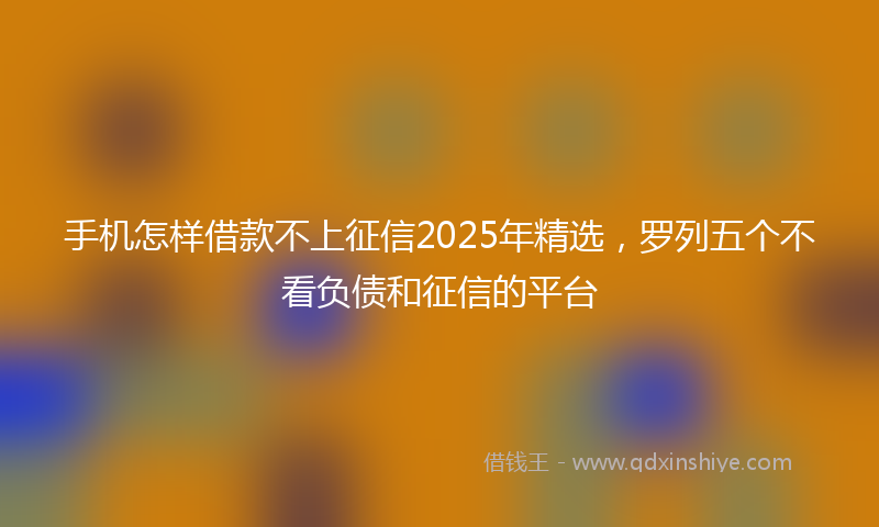 手机怎样借款不上征信2025年精选，罗列五个不看负债和征信的平台