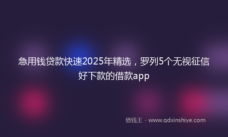 急用钱贷款快速2025年精选，罗列5个无视征信好下款的借款app