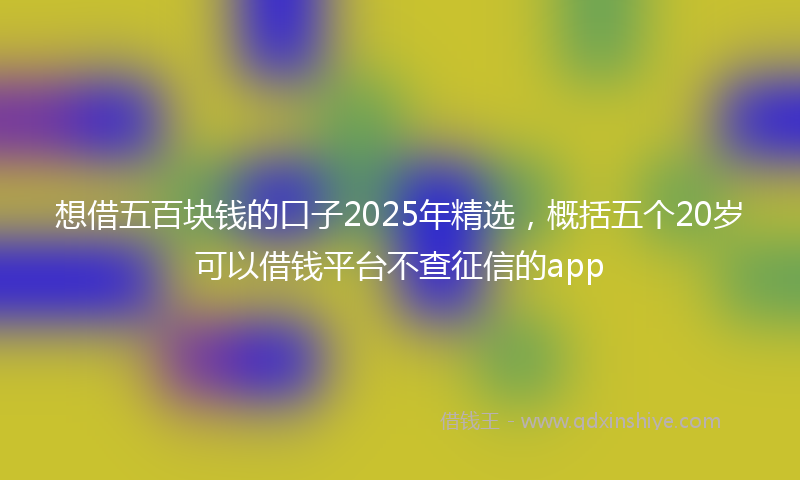 想借五百块钱的口子2025年精选，概括五个20岁可以借钱平台不查征信的app