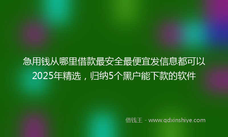 急用钱从哪里借款最安全最便宜发信息都可以2025年精选，归纳5个黑户能下款的软件