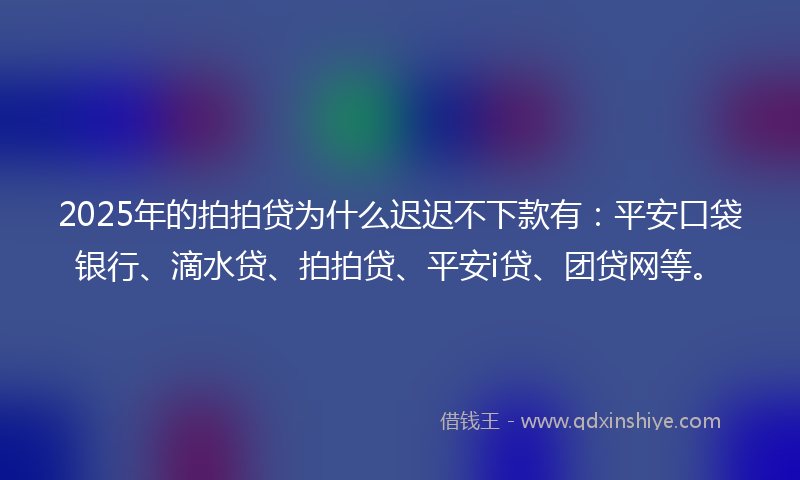 2025年的拍拍贷为什么迟迟不下款有：平安口袋银行、滴水贷、拍拍贷、平安i贷、团贷网等。