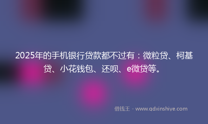 2025年的手机银行贷款都不过有：微粒贷、柯基贷、小花钱包、还呗、e微贷等。