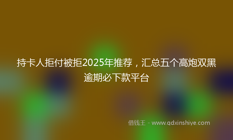 持卡人拒付被拒2025年推荐，汇总五个高炮双黑逾期必下款平台