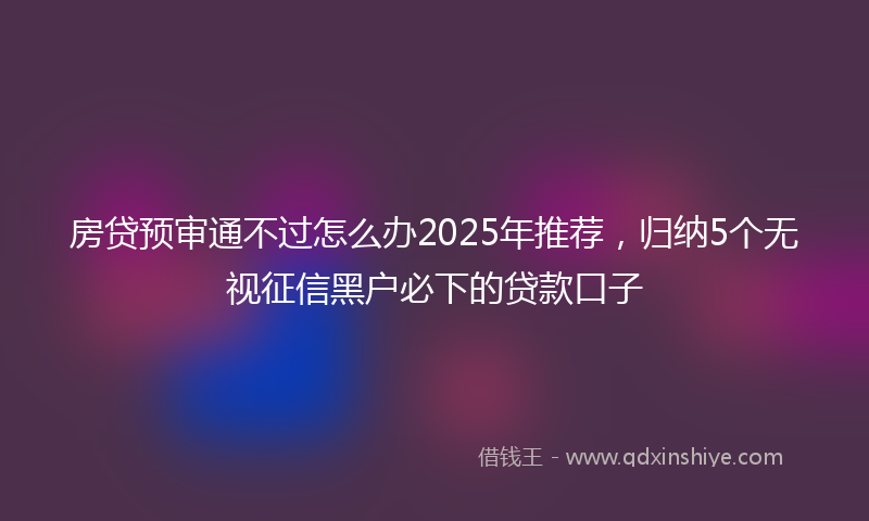 房贷预审通不过怎么办2025年推荐，归纳5个无视征信黑户必下的贷款口子