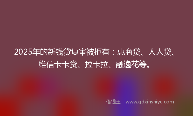 2025年的新钱贷复审被拒有：惠商贷、人人贷、维信卡卡贷、拉卡拉、融逸花等。