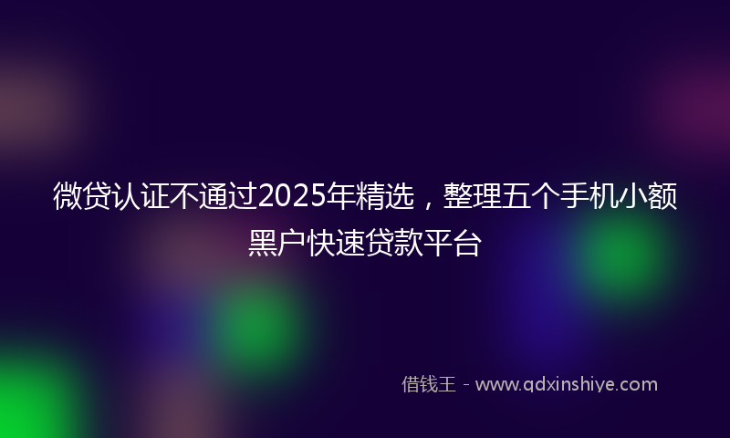 微贷认证不通过2025年精选，整理五个手机小额黑户快速贷款平台