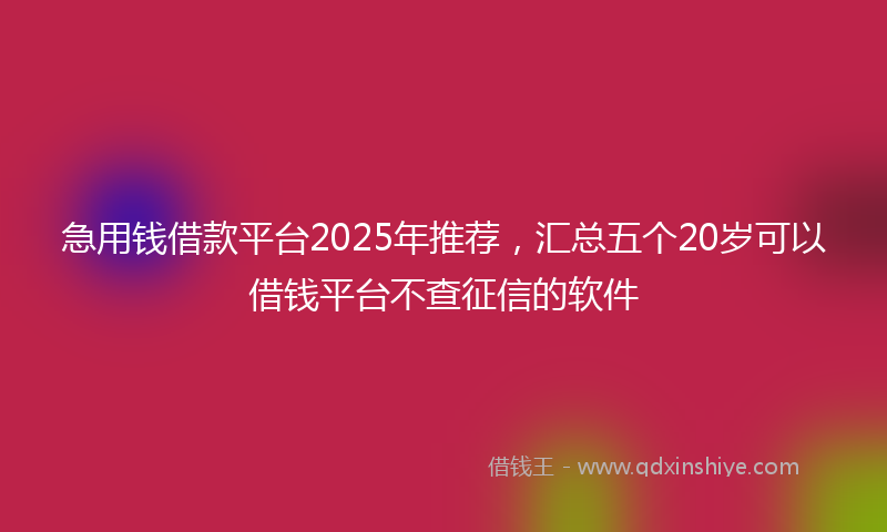急用钱借款平台2025年推荐，汇总五个20岁可以借钱平台不查征信的软件