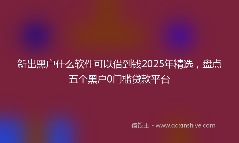 新出黑户什么软件可以借到钱2025年精选，盘点五个黑户0门槛贷款平台