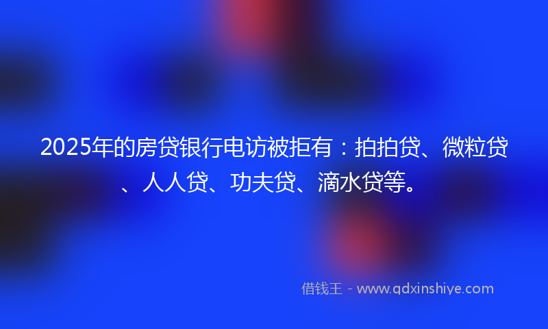 2025年的房贷银行电访被拒有：拍拍贷、微粒贷、人人贷、功夫贷、滴水贷等。