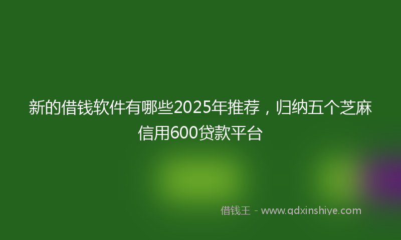 新的借钱软件有哪些2025年推荐，归纳五个芝麻信用600贷款平台
