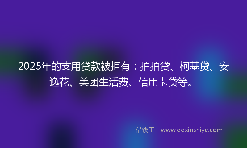 2025年的支用贷款被拒有：拍拍贷、柯基贷、安逸花、美团生活费、信用卡贷等。
