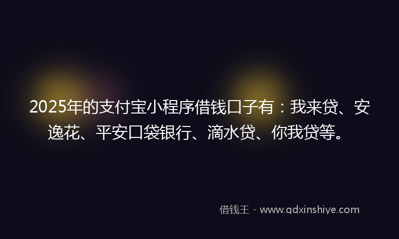 2025年的支付宝小程序借钱口子有：我来贷、安逸花、平安口袋银行、滴水贷、你我贷等。
