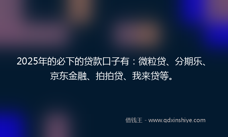 2025年的必下的贷款口子有：微粒贷、分期乐、京东金融、拍拍贷、我来贷等。