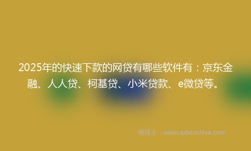 2025年的快速下款的网贷有哪些软件有：京东金融、人人贷、柯基贷、小米贷款、e微贷等。