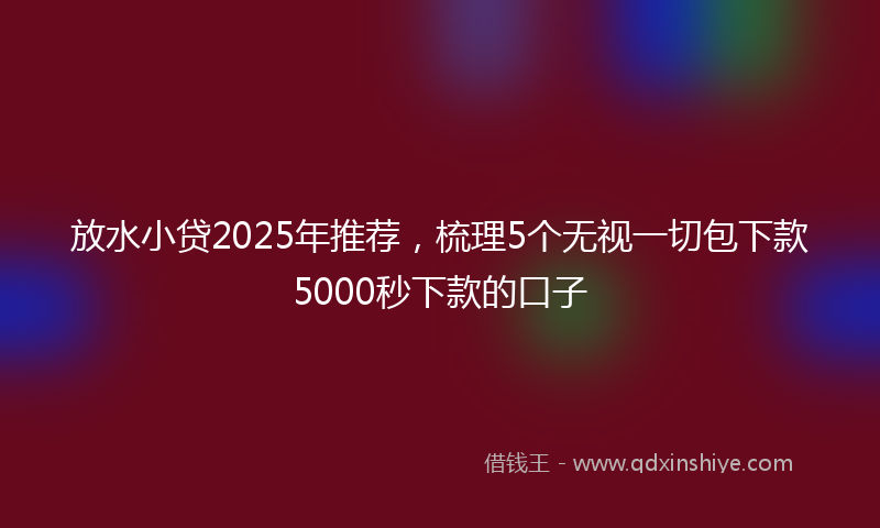 放水小贷2025年推荐，梳理5个无视一切包下款5000秒下款的口子