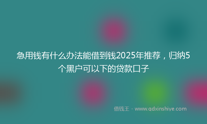 急用钱有什么办法能借到钱2025年推荐，归纳5个黑户可以下的贷款口子