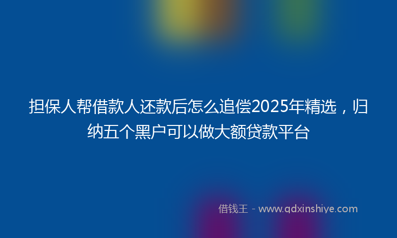 担保人帮借款人还款后怎么追偿2025年精选，归纳五个黑户可以做大额贷款平台