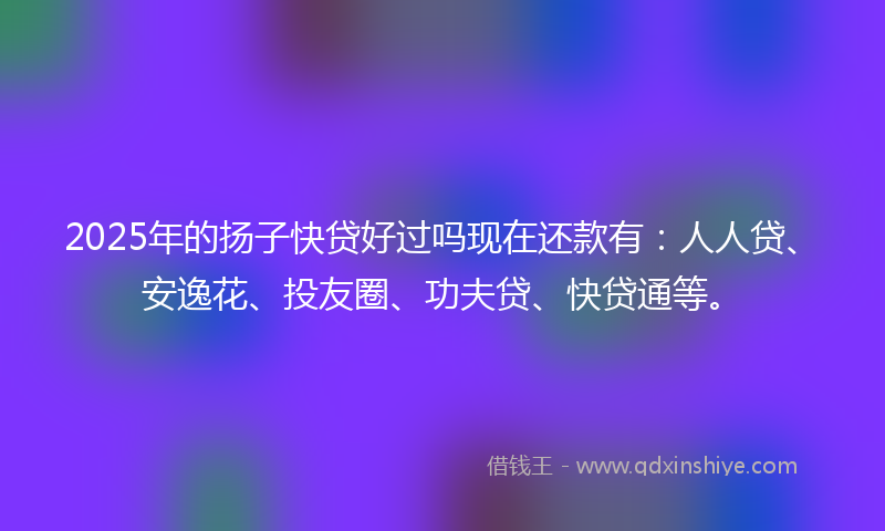 2025年的扬子快贷好过吗现在还款有：人人贷、安逸花、投友圈、功夫贷、快贷通等。