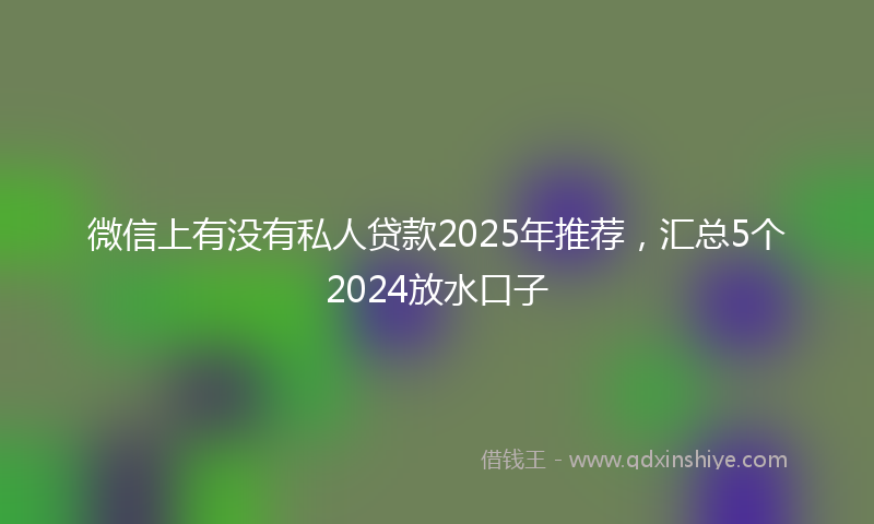 微信上有没有私人贷款2025年推荐，汇总5个2024放水口子