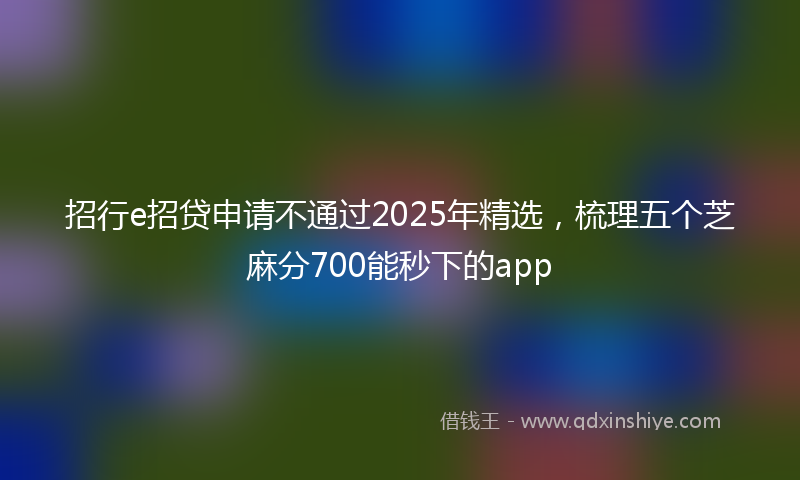 招行e招贷申请不通过2025年精选，梳理五个芝麻分700能秒下的app