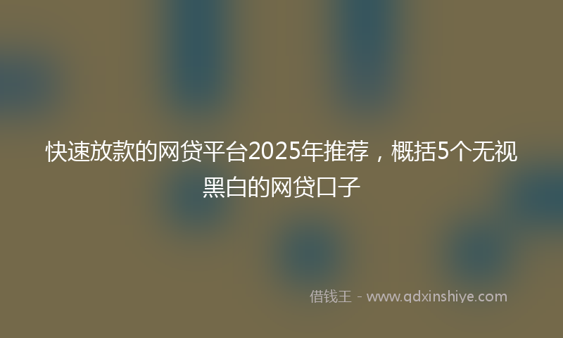 快速放款的网贷平台2025年推荐，概括5个无视黑白的网贷口子