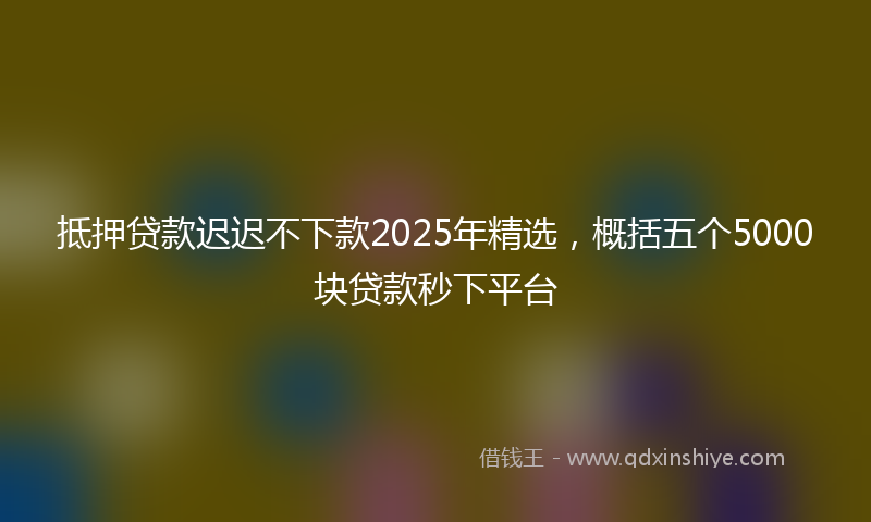 抵押贷款迟迟不下款2025年精选，概括五个5000块贷款秒下平台