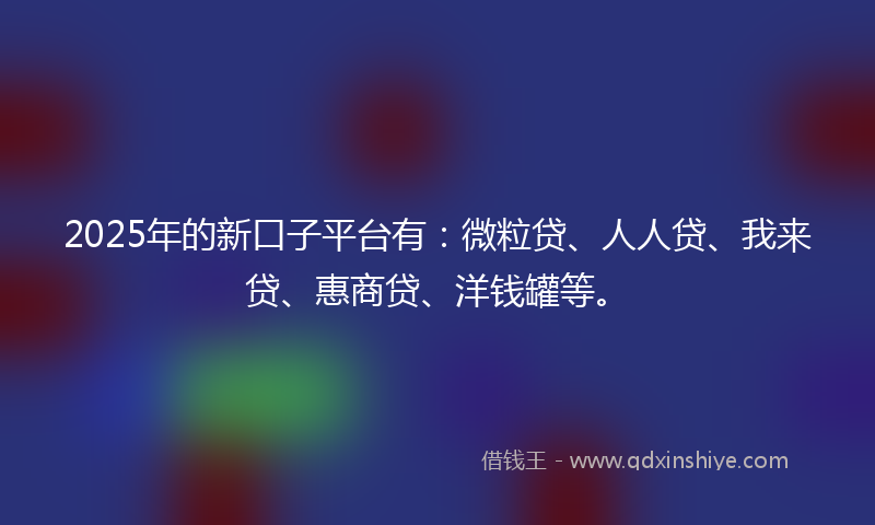 2025年的新口子平台有：微粒贷、人人贷、我来贷、惠商贷、洋钱罐等。