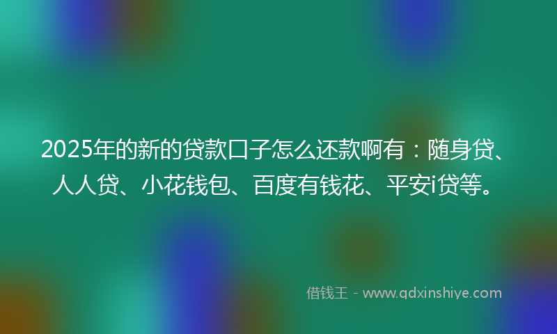 2025年的新的贷款口子怎么还款啊有：随身贷、人人贷、小花钱包、百度有钱花、平安i贷等。