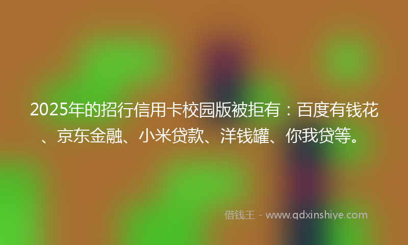 2025年的招行信用卡校园版被拒有：百度有钱花、京东金融、小米贷款、洋钱罐、你我贷等。