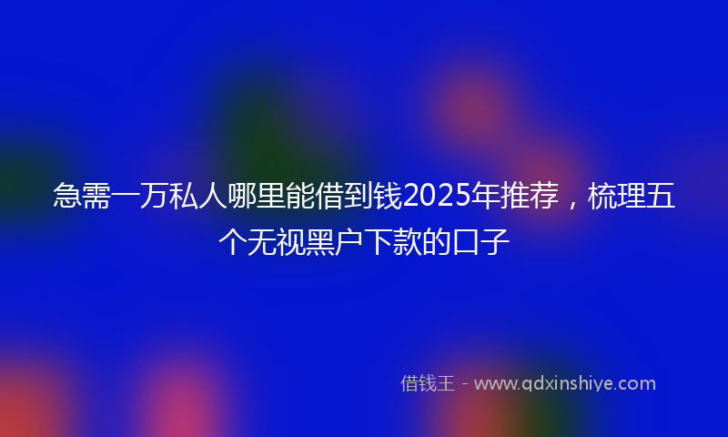 急需一万私人哪里能借到钱2025年推荐，梳理五个无视黑户下款的口子