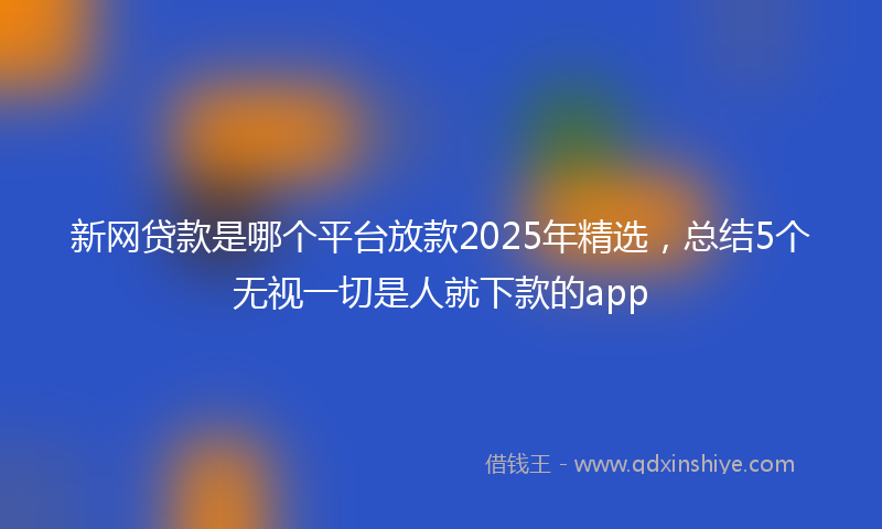 新网贷款是哪个平台放款2025年精选，总结5个无视一切是人就下款的app