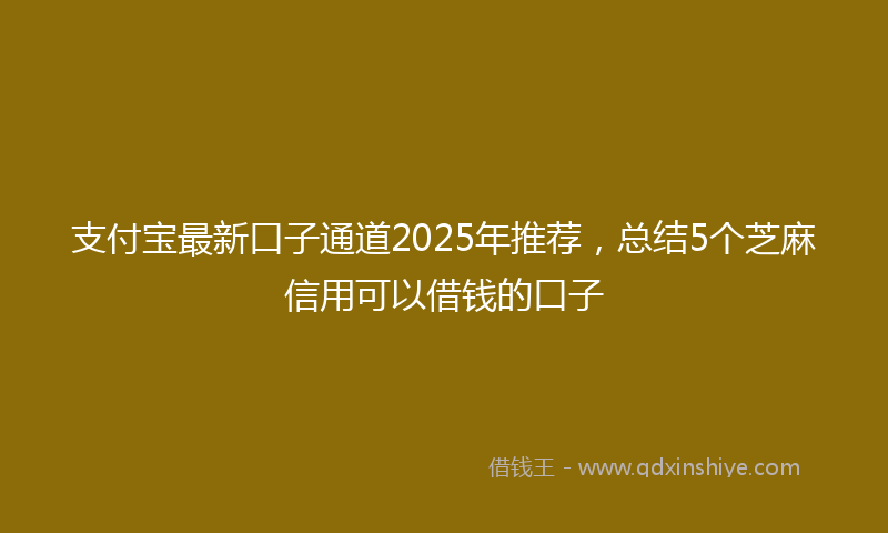 支付宝最新口子通道2025年推荐，总结5个芝麻信用可以借钱的口子