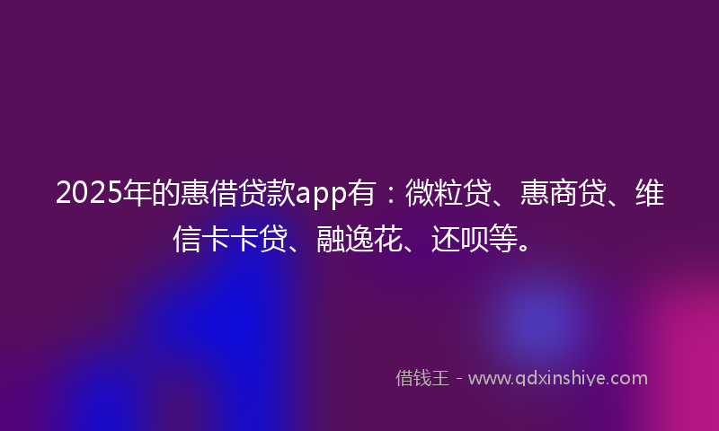 2025年的惠借贷款app有：微粒贷、惠商贷、维信卡卡贷、融逸花、还呗等。