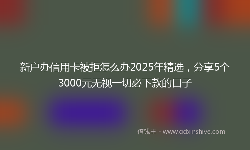 新户办信用卡被拒怎么办2025年精选，分享5个3000元无视一切必下款的口子