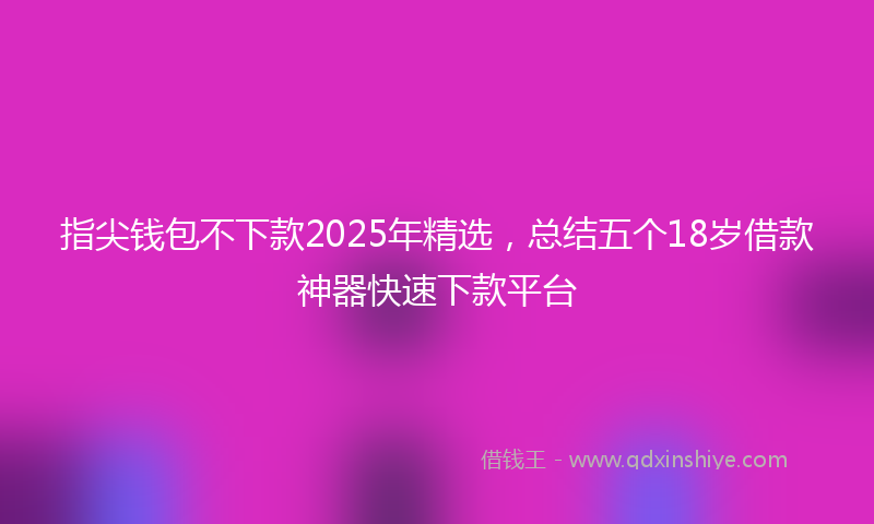指尖钱包不下款2025年精选，总结五个18岁借款神器快速下款平台