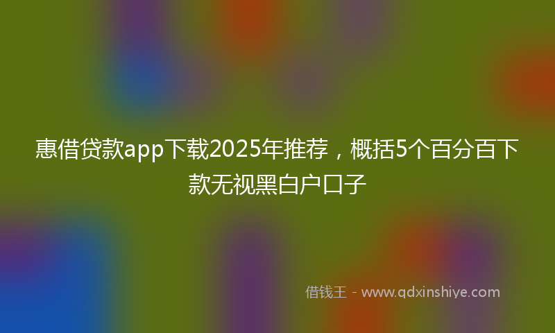 惠借贷款app下载2025年推荐，概括5个百分百下款无视黑白户口子