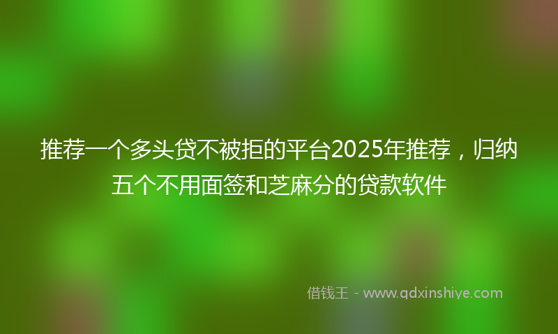 推荐一个多头贷不被拒的平台2025年推荐，归纳五个不用面签和芝麻分的贷款软件