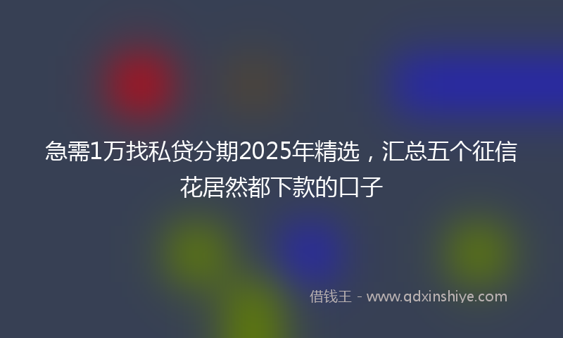 急需1万找私贷分期2025年精选，汇总五个征信花居然都下款的口子