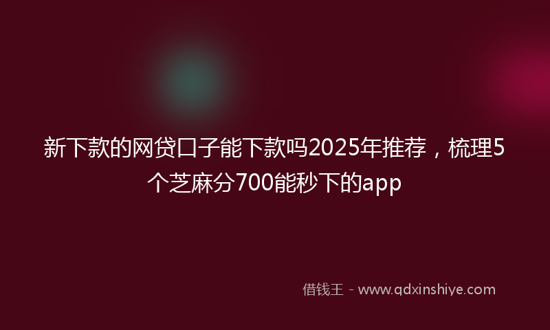 新下款的网贷口子能下款吗2025年推荐，梳理5个芝麻分700能秒下的app