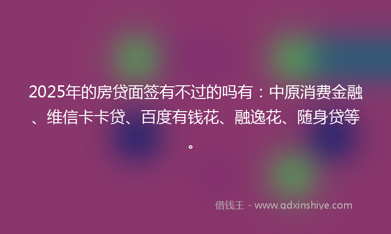 2025年的房贷面签有不过的吗有：中原消费金融、维信卡卡贷、百度有钱花、融逸花、随身贷等。