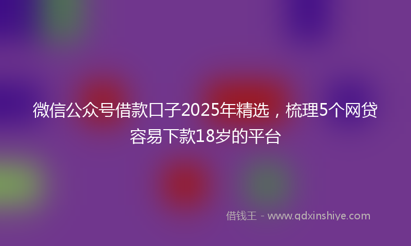 微信公众号借款口子2025年精选，梳理5个网贷容易下款18岁的平台