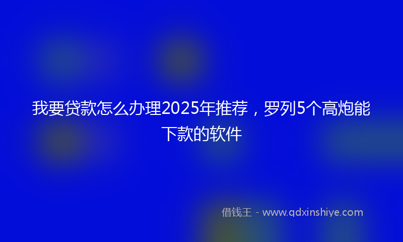 我要贷款怎么办理2025年推荐，罗列5个高炮能下款的软件