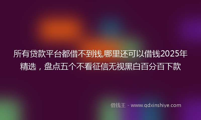 所有贷款平台都借不到钱,哪里还可以借钱2025年精选，盘点五个不看征信无视黑白百分百下款