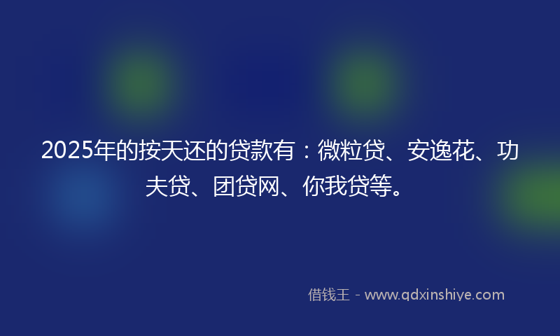 2025年的按天还的贷款有：微粒贷、安逸花、功夫贷、团贷网、你我贷等。