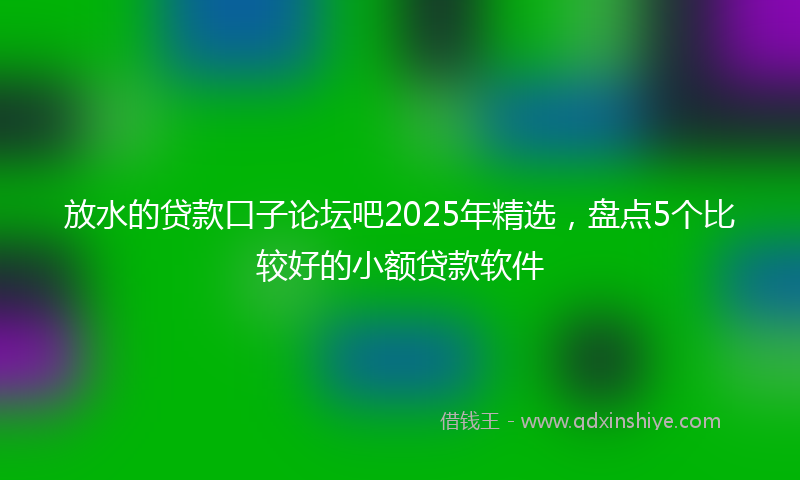 放水的贷款口子论坛吧2025年精选，盘点5个比较好的小额贷款软件